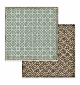 Stamperia Double Face Paper Voyages Fantastiques turquoise brown wallpaper