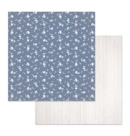 Stamperia Double Face Paper Texture flowers on blue background