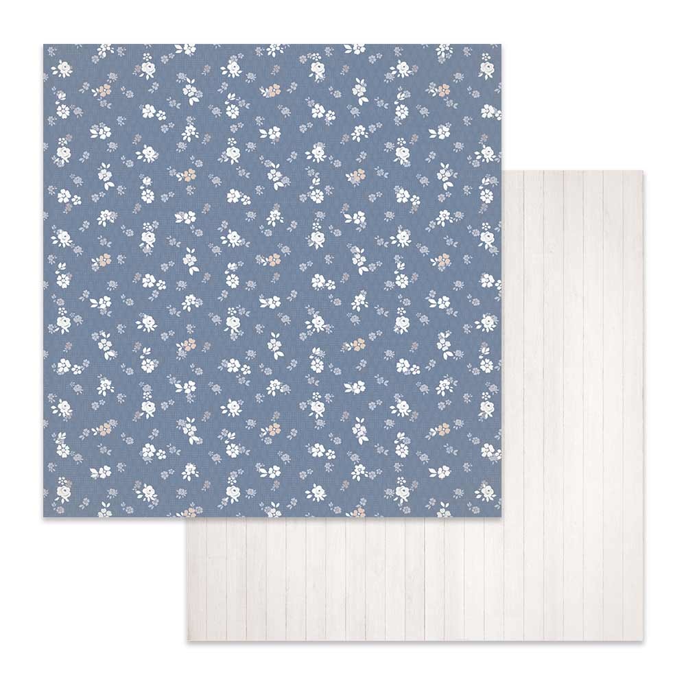 Stamperia Double Face Paper Texture flowers on blue background