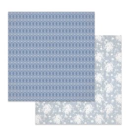 Stamperia Double Face Paper Texture white flowers on light blue background