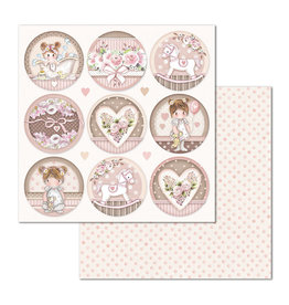 Stamperia Double Face Paper Little Girl round