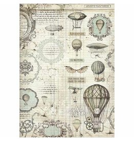 Stamperia A3 Rice paper packed Voyages Fantastiques balloon