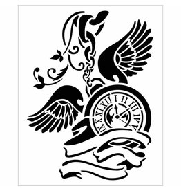 Stamperia Thick stencil cm. 20x25 Pendulum clock with wings