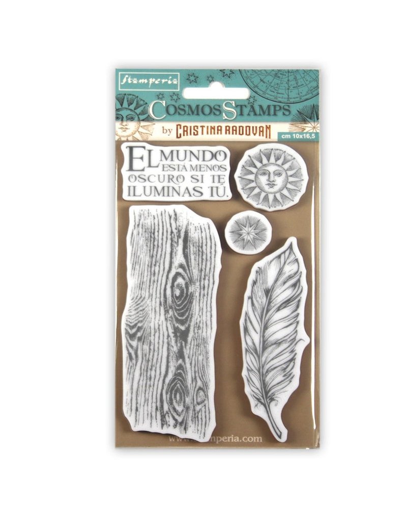 Stamperia HD Natural Rubber Stamp cm.10x16,5 Cosmos feather