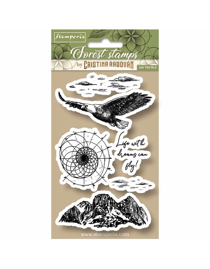 Stamperia HD Natural Rubber Stamp cm.10x16,5 Forest eagle