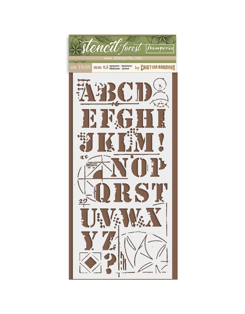 Stamperia Thick Stencil cm. 12X25 Forest Alfabet