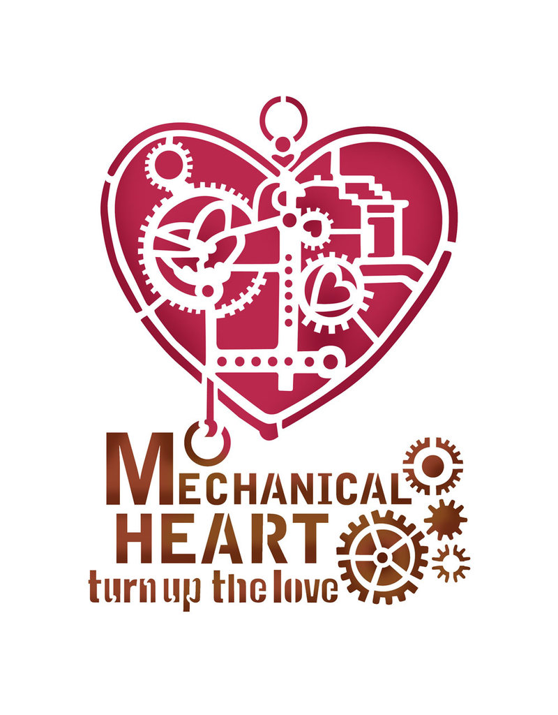 Stamperia Stencil D cm. 20x15 Mechanical Heart