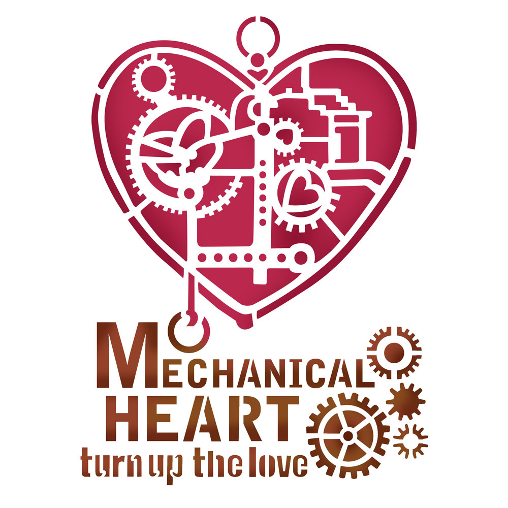 Stamperia Stencil D cm. 20x15 Mechanical Heart
