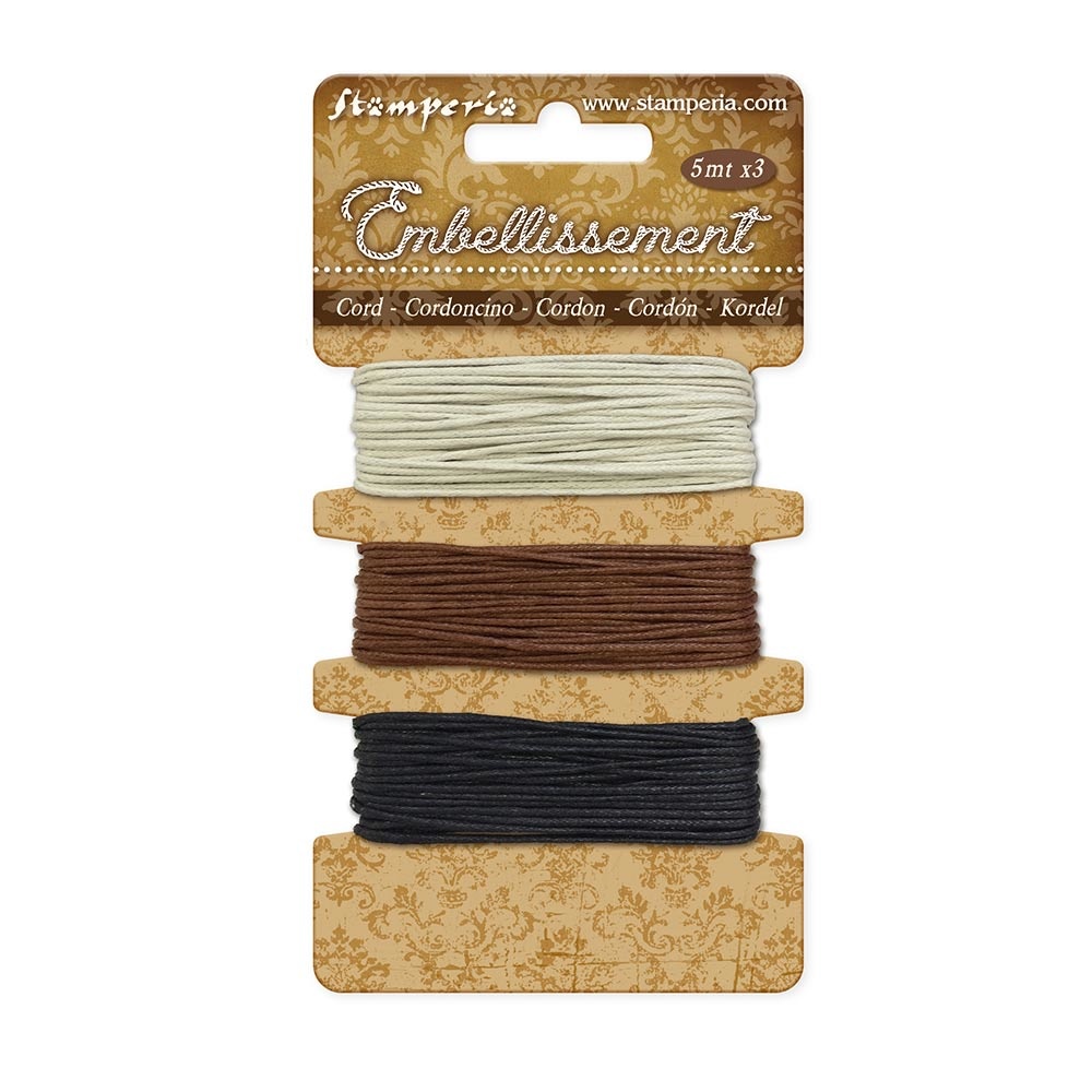 Stamperia 3 Ropes ivory - brown - black 5 m each