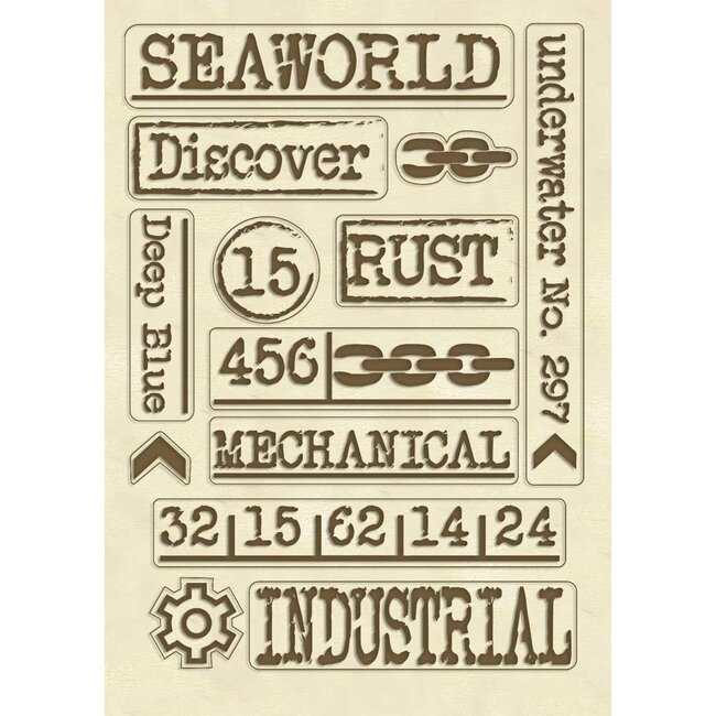 Stamperia Wooden shape A5 Sea World writings