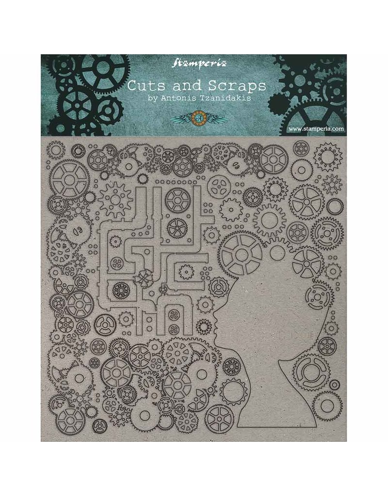 Stamperia Greyboard cm. 30x30/1 mm - Lady and gears