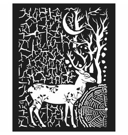 Stamperia Thick stencil 20x25 cm Cosmos deer and bark