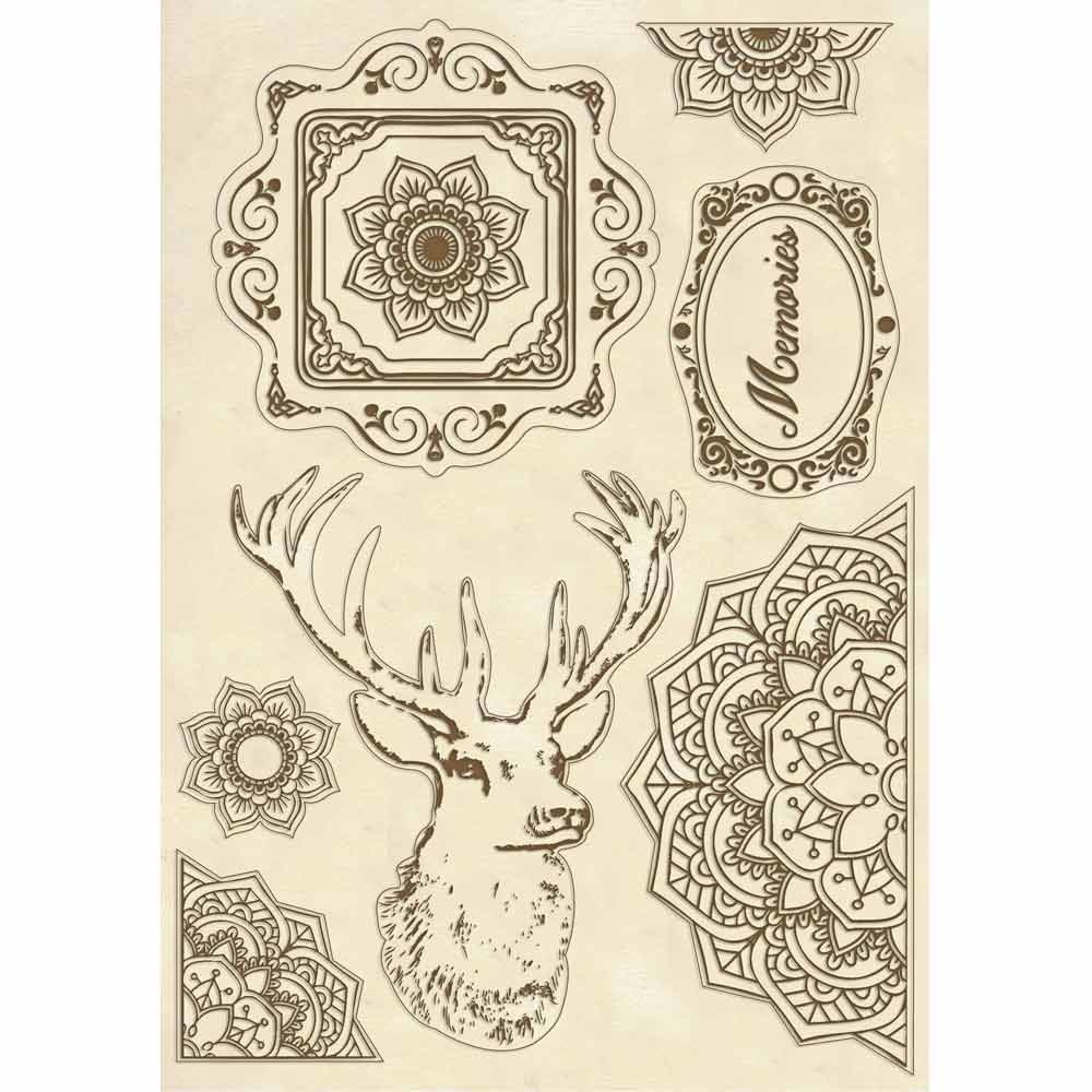 Stamperia Wooden shape A5 size Cosmos deer