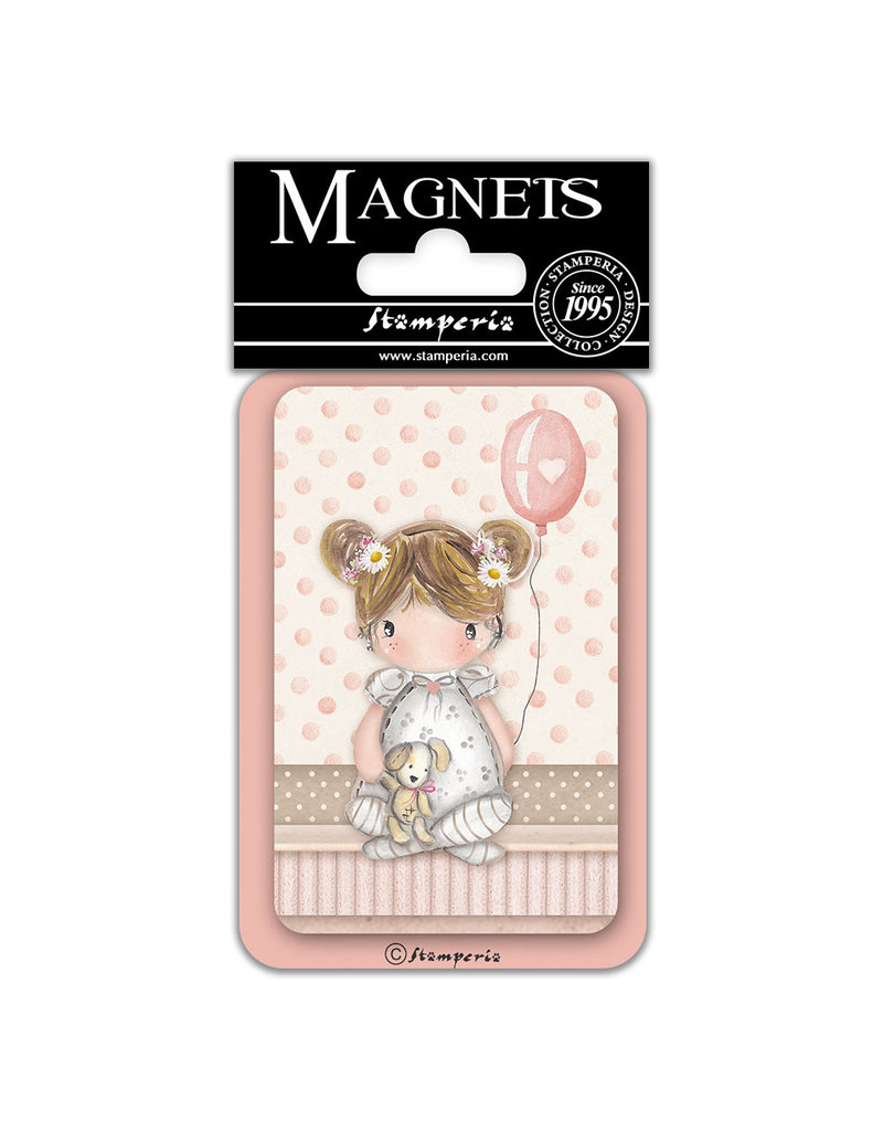 Stamperia Magnet cm. 8x5,5 - Baby girl baloon