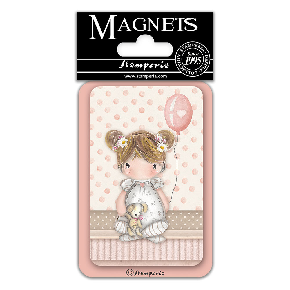 Stamperia Magnet cm. 8x5,5 - Baby girl baloon