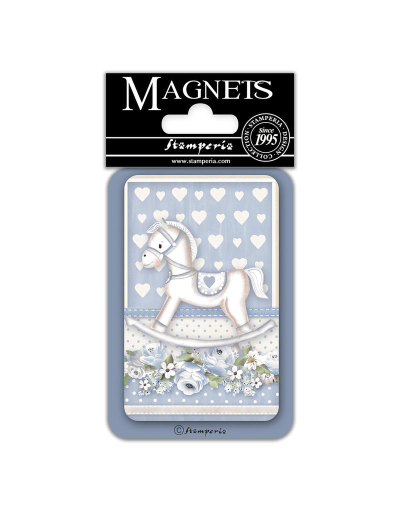 Stamperia Magnet cm. 8x5,5 - Baby Boy rocking horse