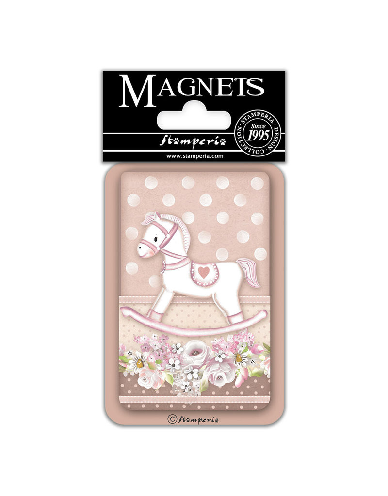 Stamperia Magnet cm. 8x5,5 - Baby Girl rocking horse