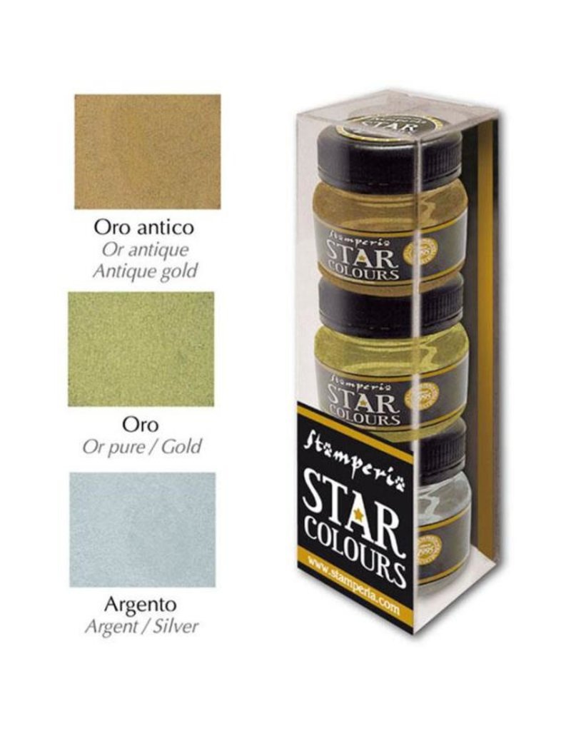 Stamperia Star Color 30ml 3 colours package: Gold-Silver-Antique gold