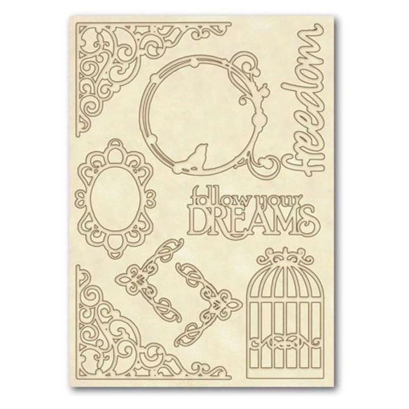 Stamperia Wooden frames A5 size - Writings and corners