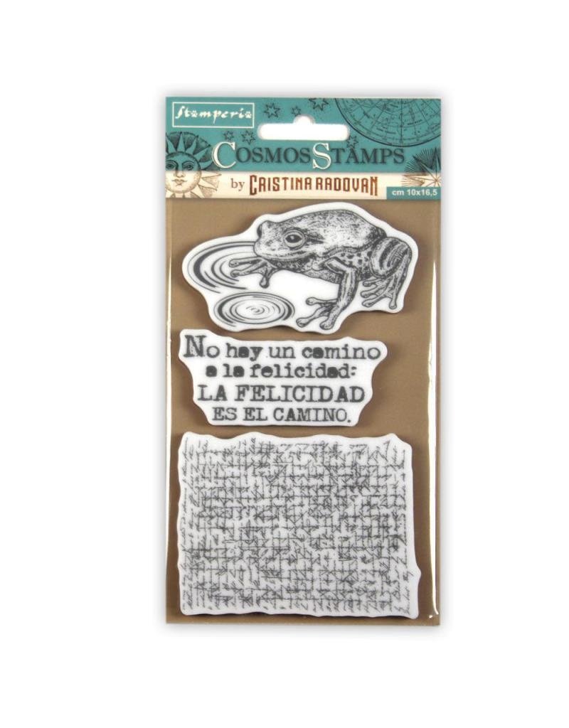 Stamperia HD Natural Rubber Stamp cm.10x16,5 Cosmos frog