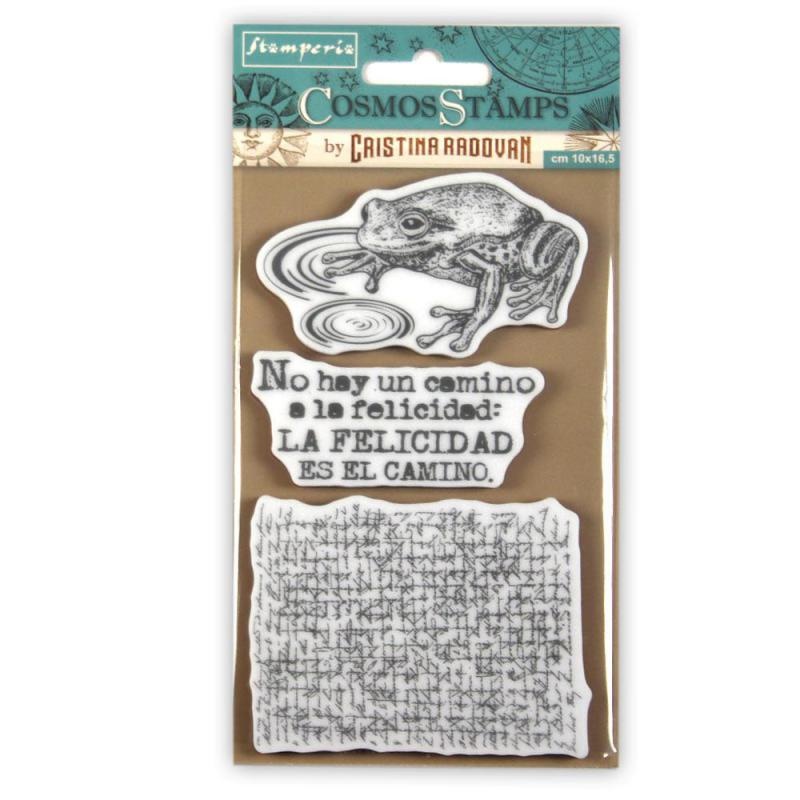 Stamperia HD Natural Rubber Stamp cm.10x16,5 Cosmos frog