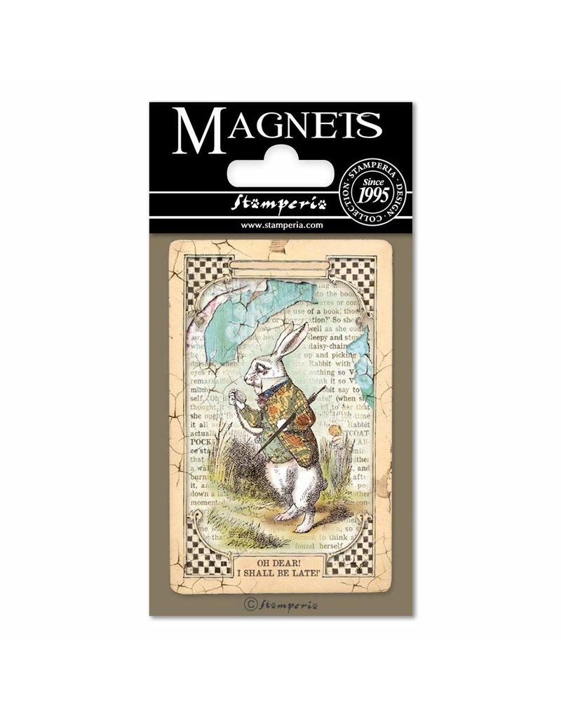 Stamperia Magnet cm. 8x5,5 - Alice White Rabbit