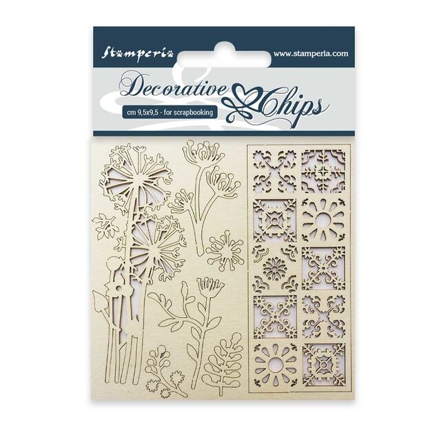Stamperia Decorative chips cm. 9,5x9,5 Flowers and tale