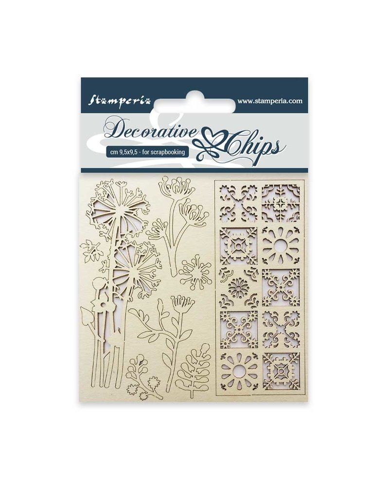 Stamperia Decorative chips cm. 9,5x9,5 Flowers and tale