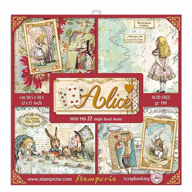 Stamperia Papierblok 30,5x30,5 cm - 22 vellen - Single Face Alice