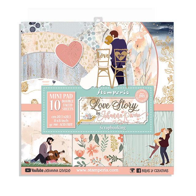 Stamperia Block 10 Sheets 20.3X20.3  (8"X8") Double Face Love Story