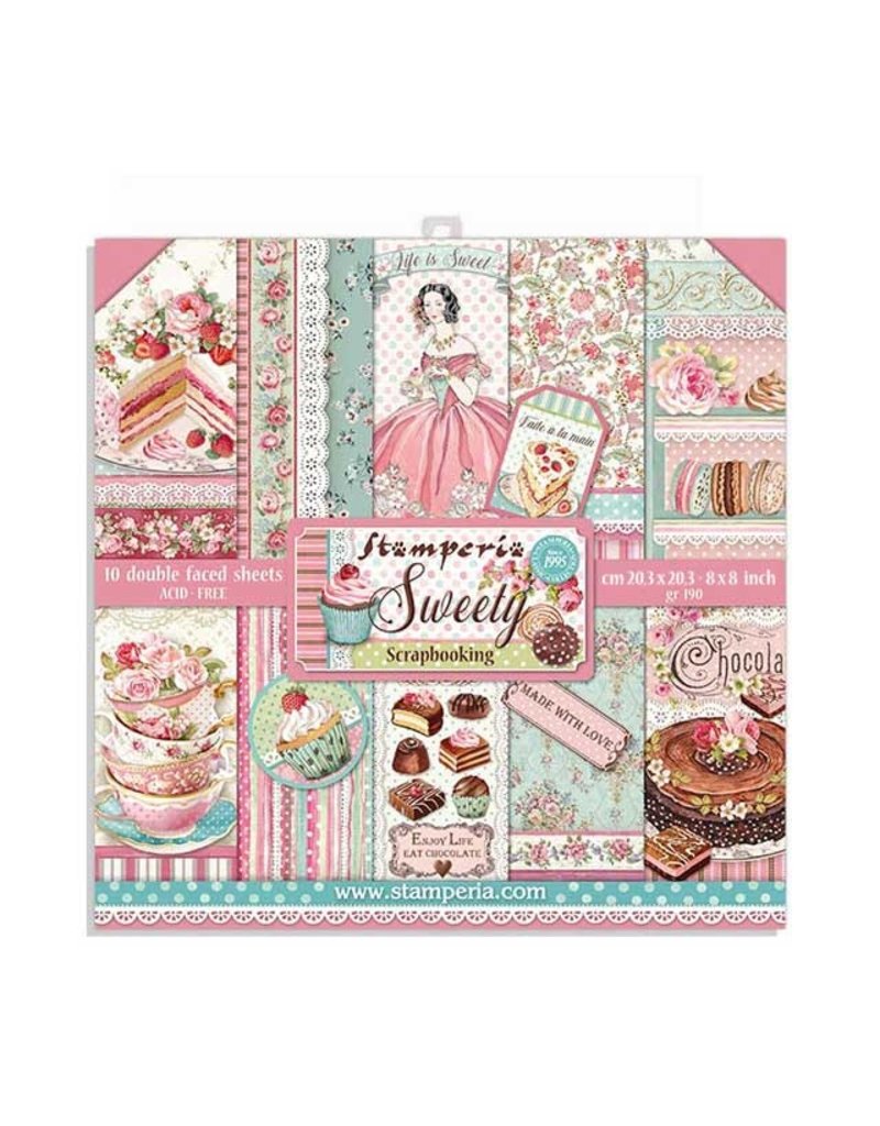 Stamperia Block 10 Sheets 20.3X20.3  (8"X8") Double Face Sweety