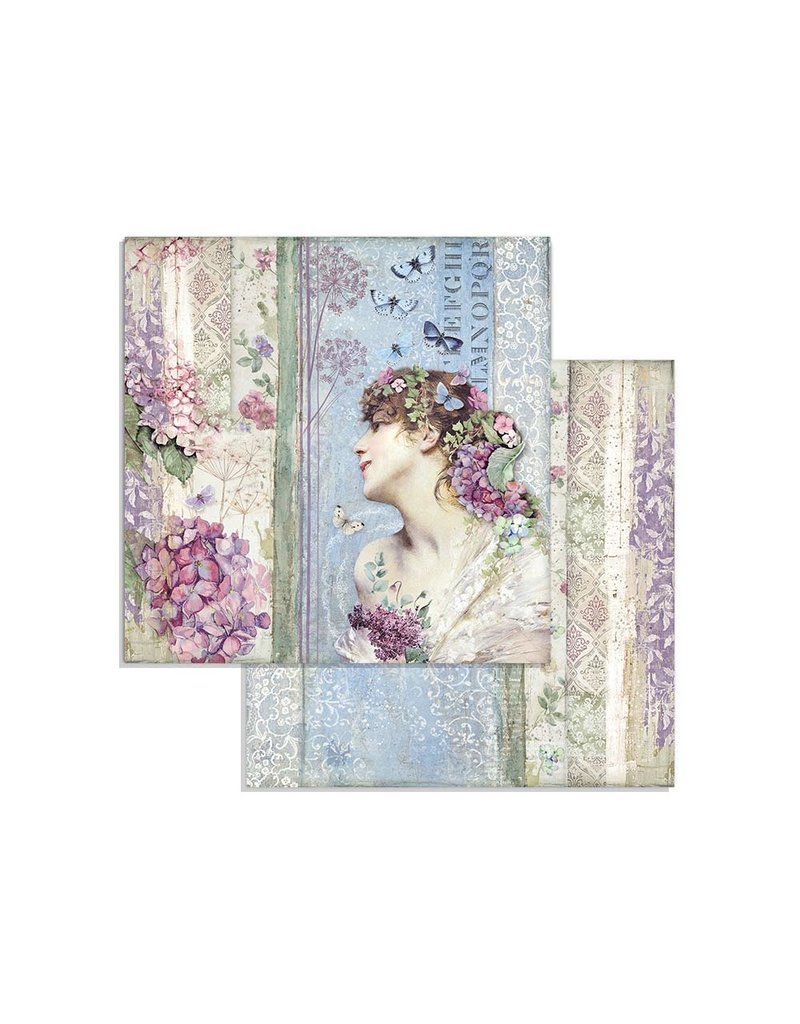 Stamperia Block 10 Sheets 20.3X20.3  (8"X8") Double Face Hortensia