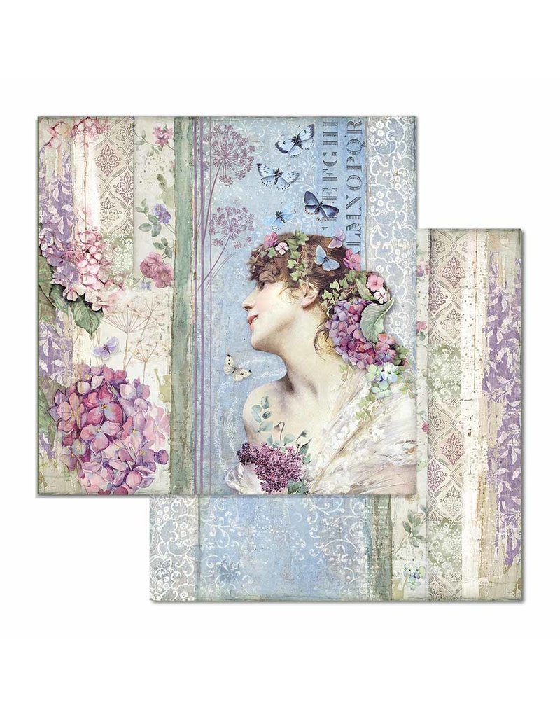 Stamperia Block 10 sheets 30.5x30.5 (12"x12") Double Face Hortensia