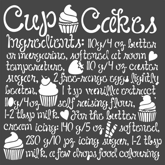 Stamperia Thick stencil cm. 18X18  Cupcake
