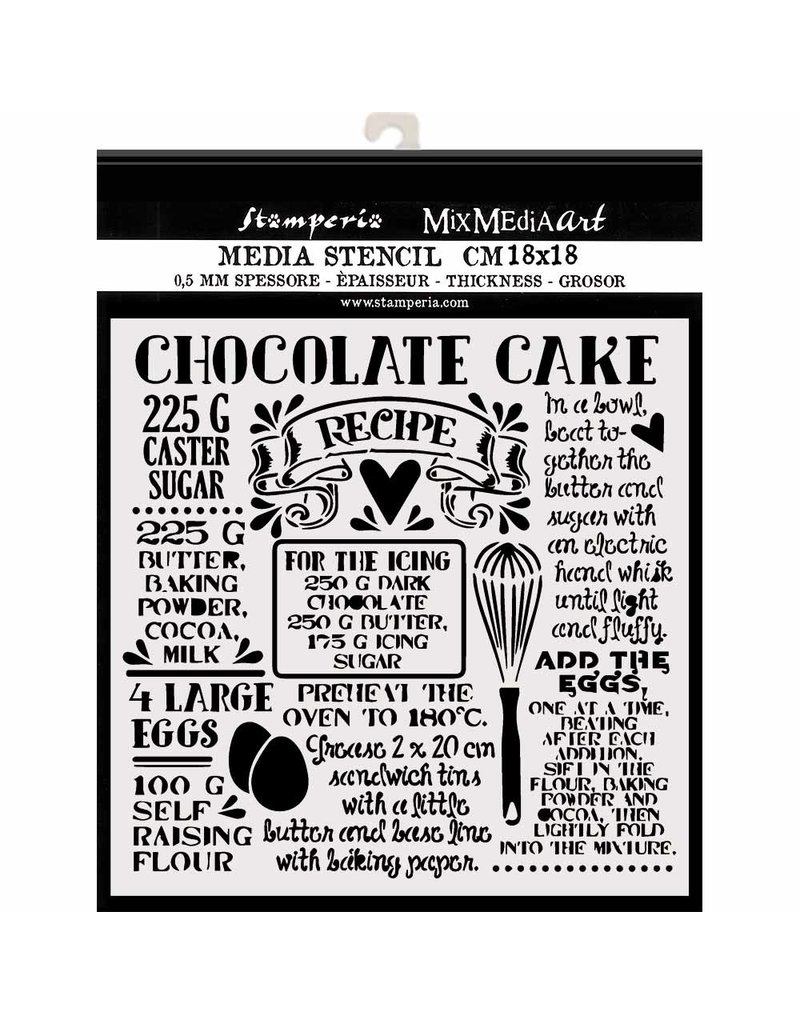 Stamperia Thick stencil cm. 18X18  Chocolate cake