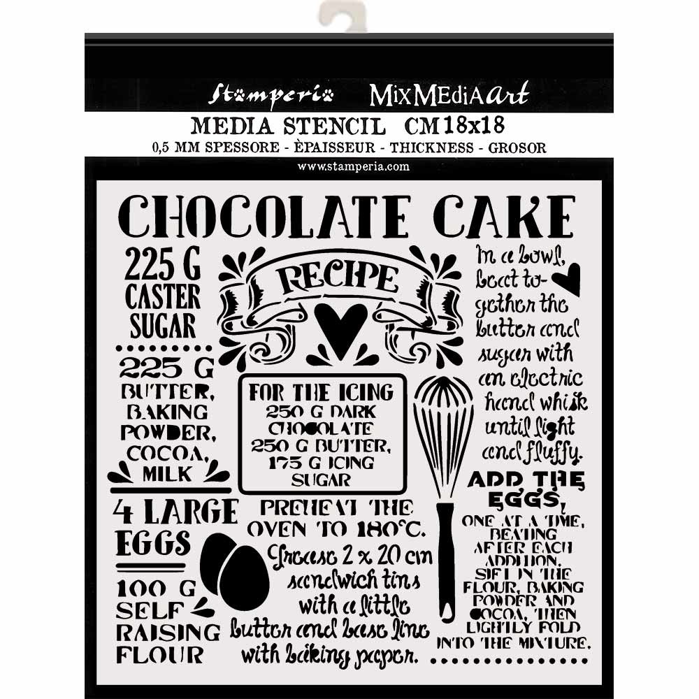 Stamperia Thick stencil cm. 18X18  Chocolate cake