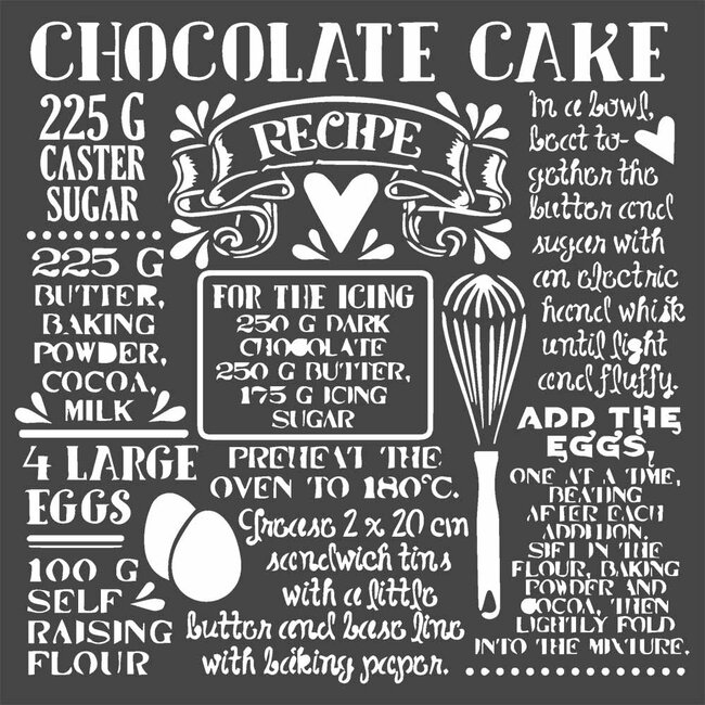 Stamperia Thick stencil cm. 18X18  Chocolate cake