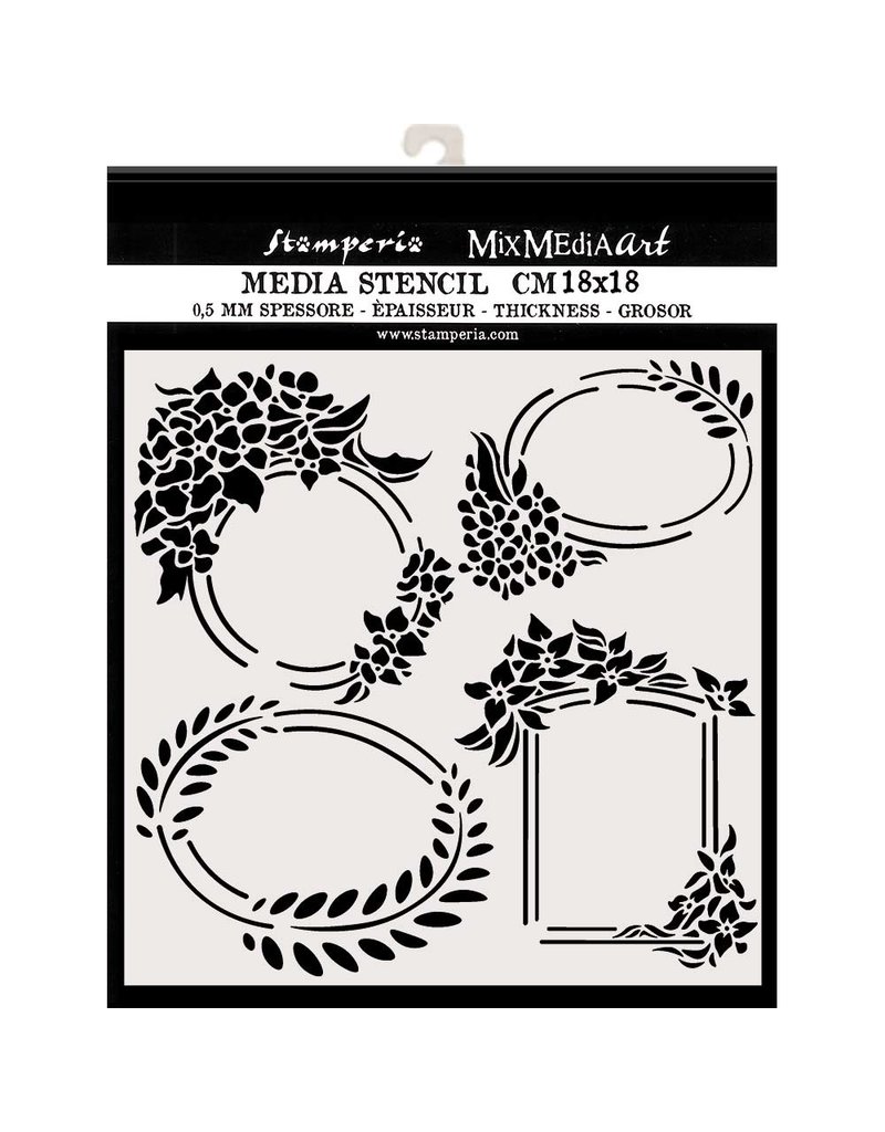 Stamperia Thick stencil cm. 18X18 Labels