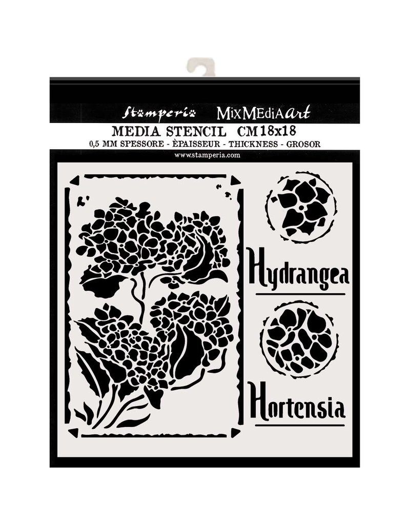 Stamperia Thick stencil cm. 18X18 Hortensia Frames