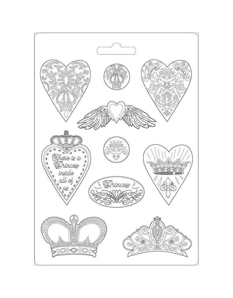 Stamperia Soft Mould A4 - Hearts and crowns