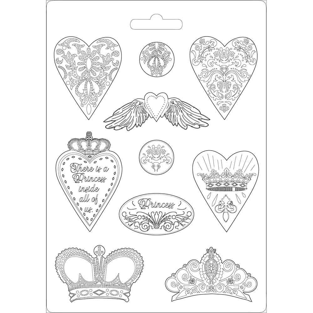 Stamperia Soft Mould A4 - Hearts and crowns