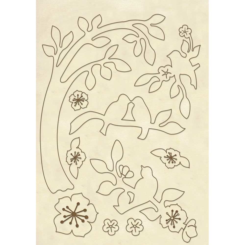 Stamperia Wooden frame A5 - Branche with birds