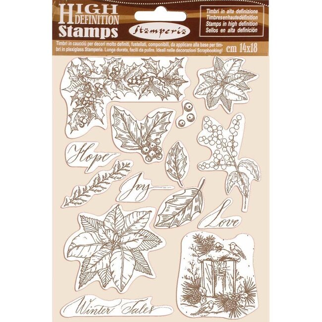 Stamperia HD Natural Rubber Stamp  cm.14x18 Poinsettia