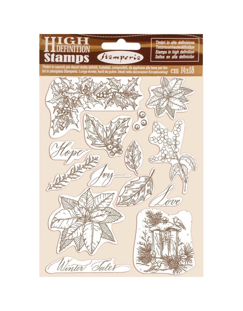 Stamperia HD Natural Rubber Stamp  cm.14x18 Poinsettia