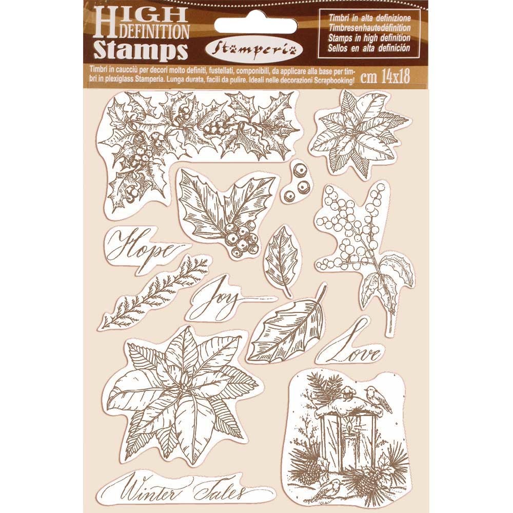 Stamperia HD Natural Rubber Stamp  cm.14x18 Poinsettia