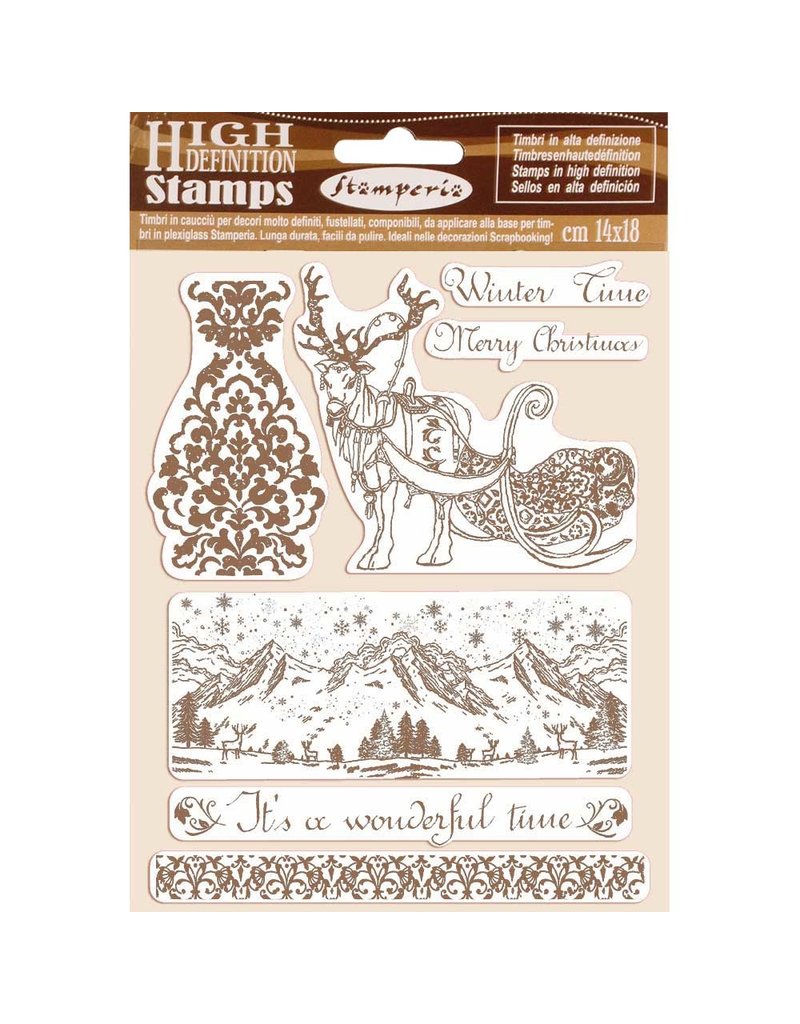 Stamperia HD Natural Rubber Stamp  cm.14x18 Winter Time