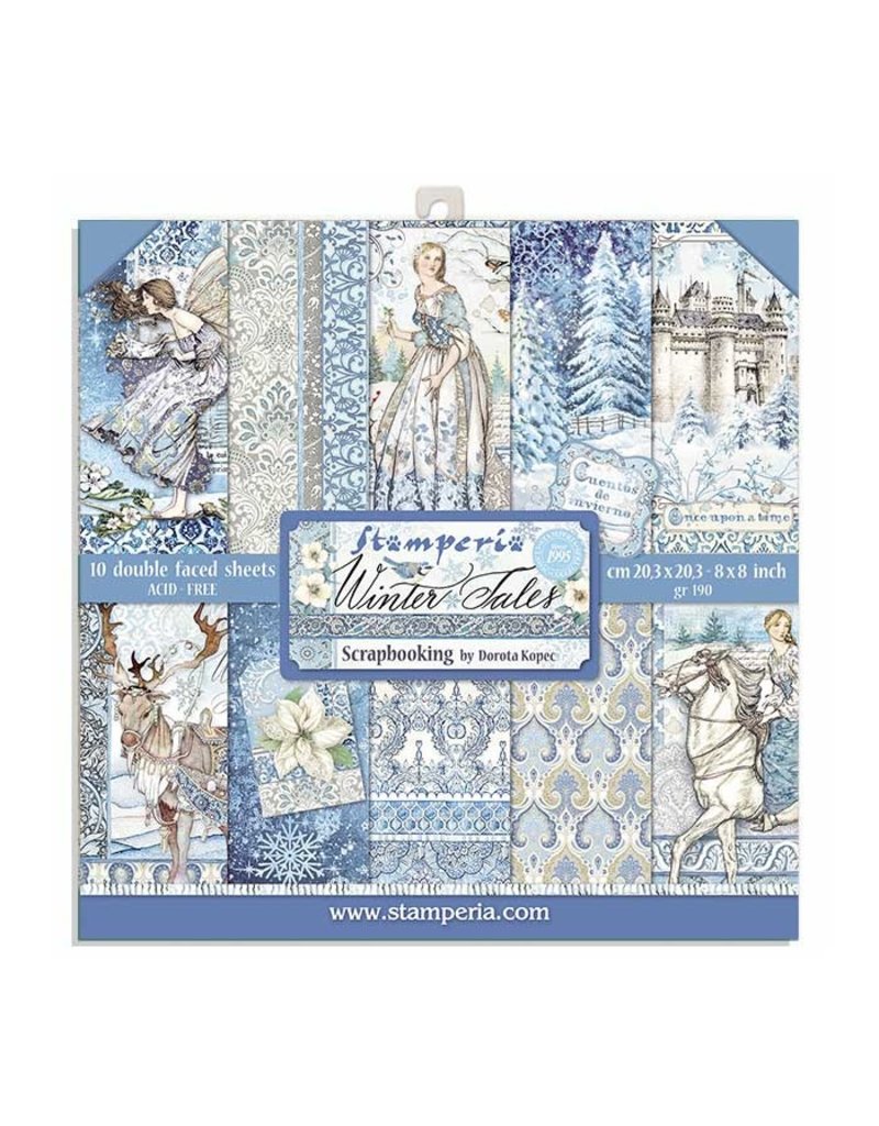 Stamperia Block 10 Sheets 20.3X20.3  (8"X8") Double Face Winter Tales