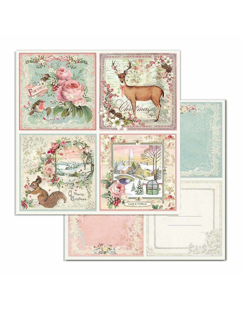 Stamperia Block 10 sheets 30.5x30.5 (12"x12") Double Face Pink Christmas