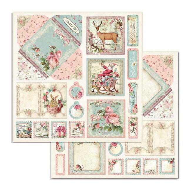 Stamperia Papierblok 30,5x30,5 cm - 10 vellen - Pink Christmas