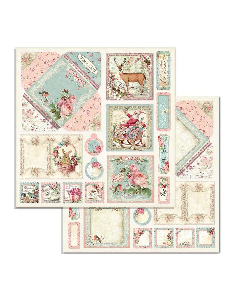 Stamperia Block 10 sheets 30.5x30.5 (12"x12") Double Face Pink Christmas